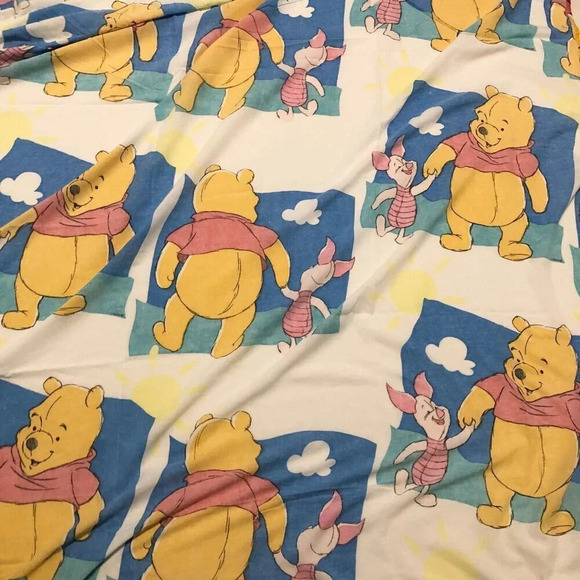 Vtg 90s Disney Winnie the Pooh Double Size Flat  Sheet 95x75 Piglet - Picture 10 of 16
